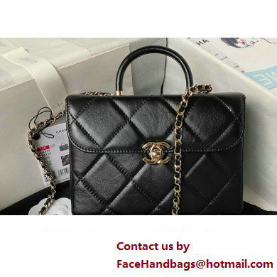 Chanel Quilted Shiny Calfskin & Gold-Tone Metal Small box Bag AS4470 Black 2023 - Click Image to Close